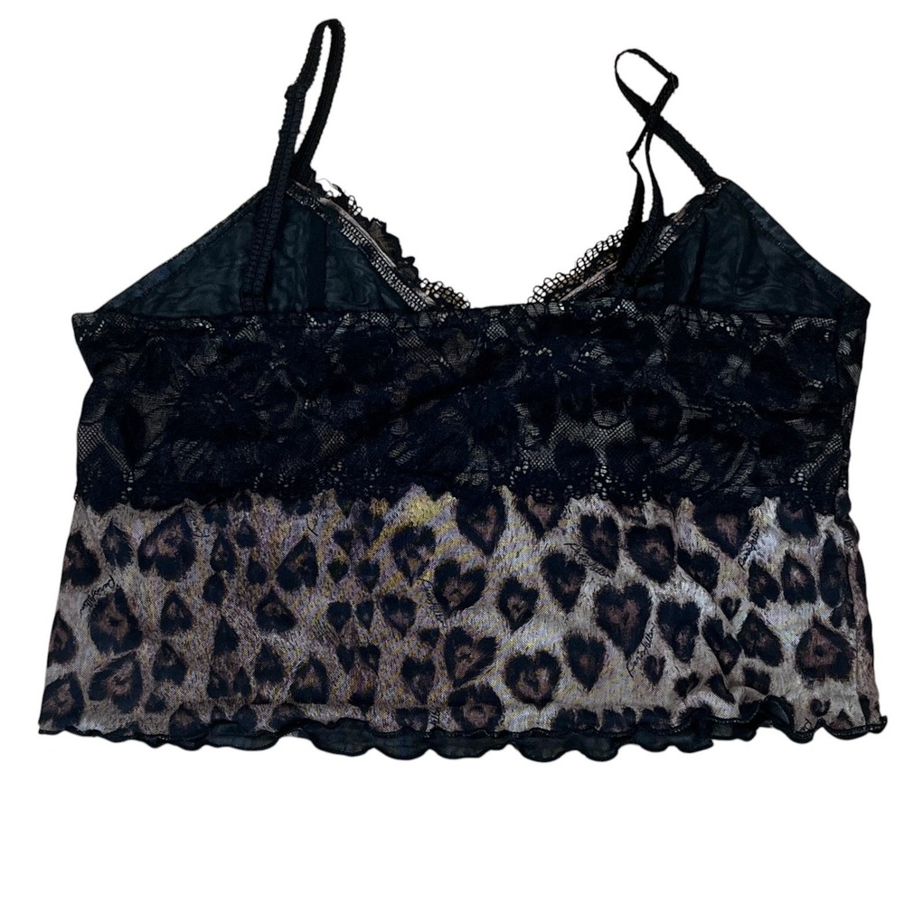 Paris Hilton Cami Pajama Set Size XL Mesh Lace Heart Leopard Print Sheer Sexy - Picture 3 of 5